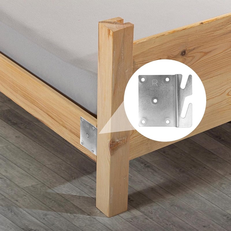 Mcredy 8 PCS Heavy Duty Bed Rail Brackets Universal Bed Rail Hooks for Beds Frame Bracket Hardware Headboard Footboard Replacement Parts,Screws Included - Image 4